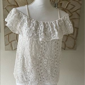 Off-white INC lace blouse w/ bedazzle, S, lined